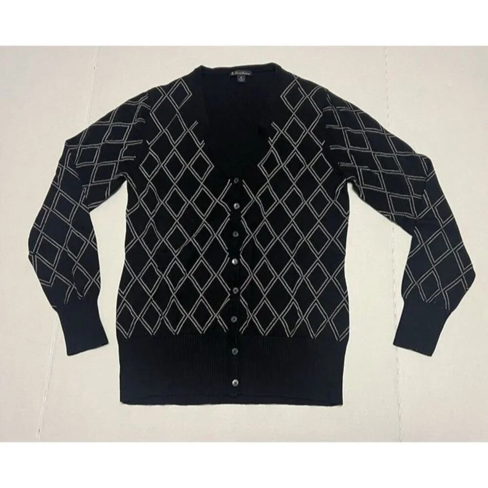 Y2K M - Brooks Brothers Cardigan Sweater Argyle Classic‎ Boyfriend Preppy 90s